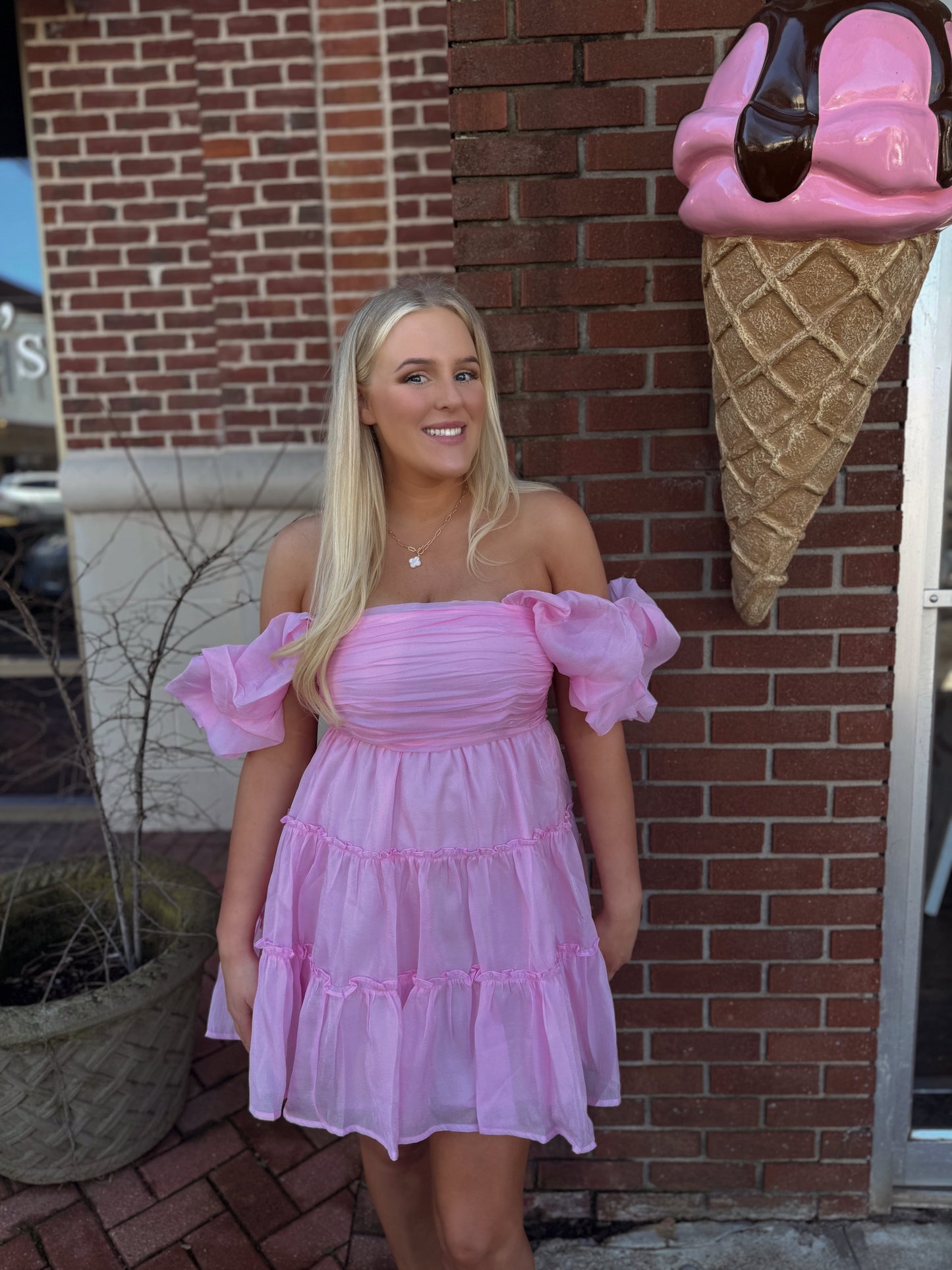 Palmer Ruffled Babydoll Dress in Pink
