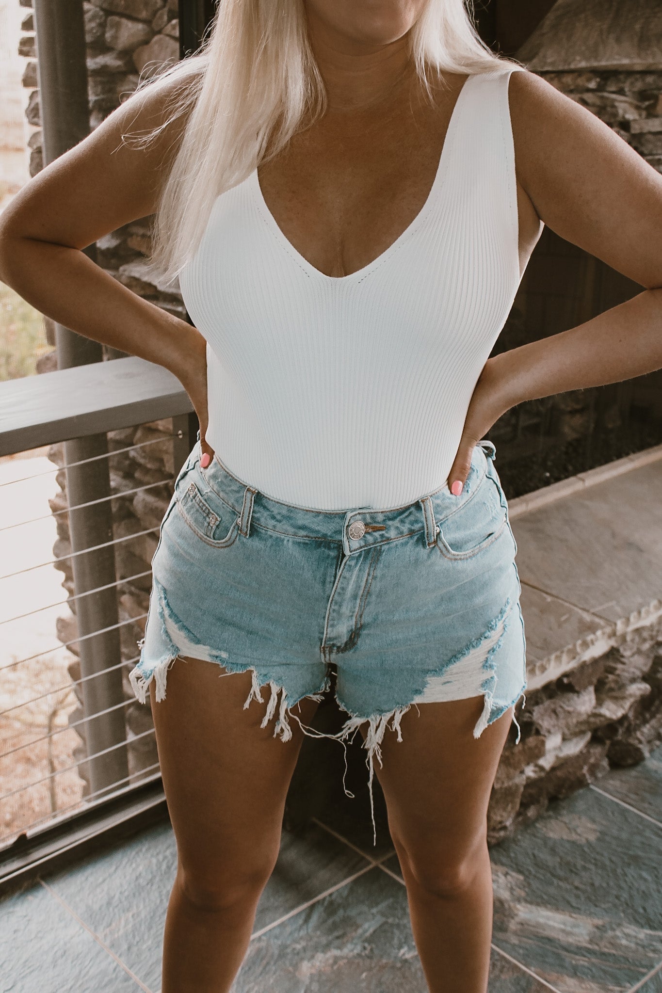 Basic Ribbed Bodysuit in Ivory