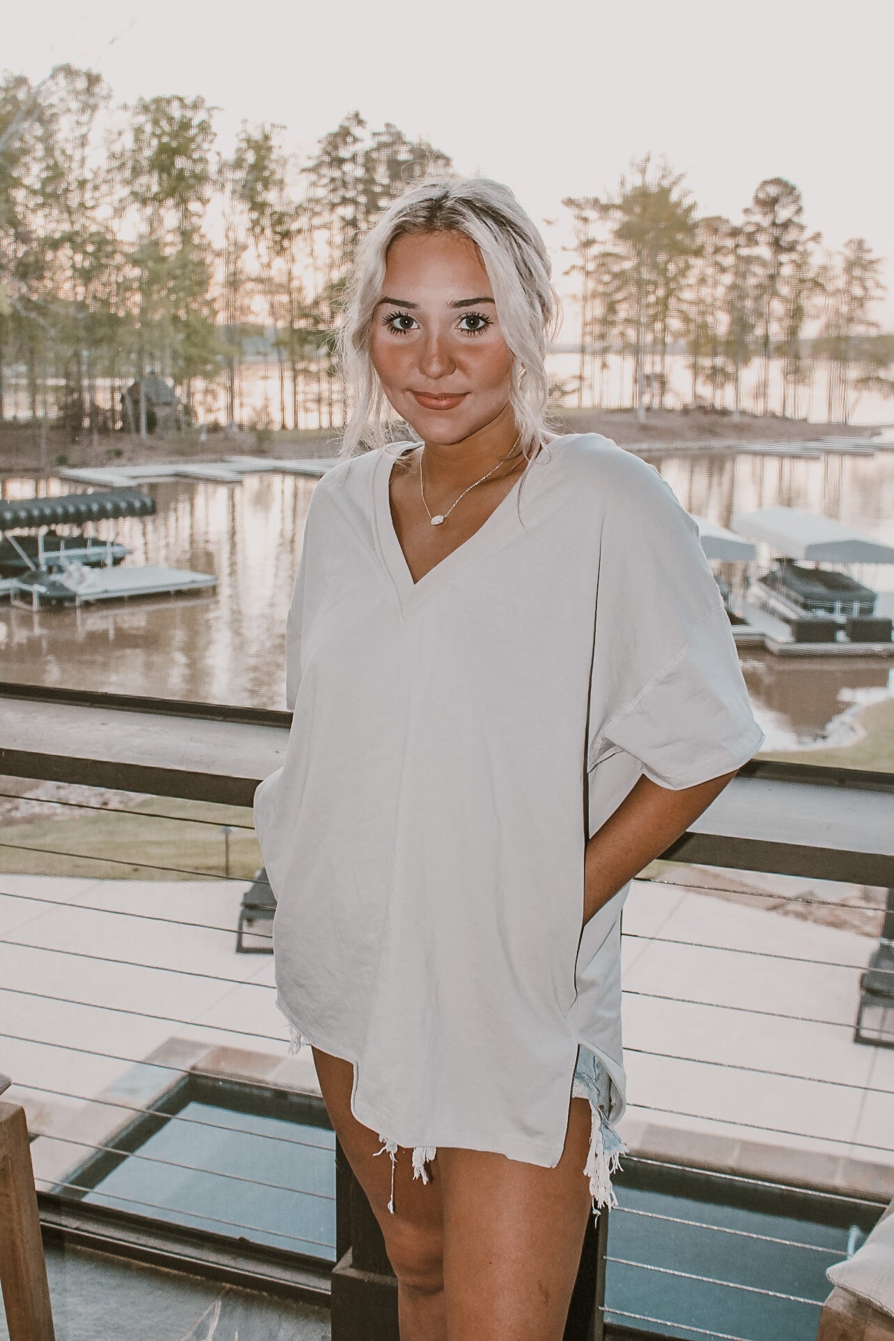 Oversized Dressy Tee in Stone