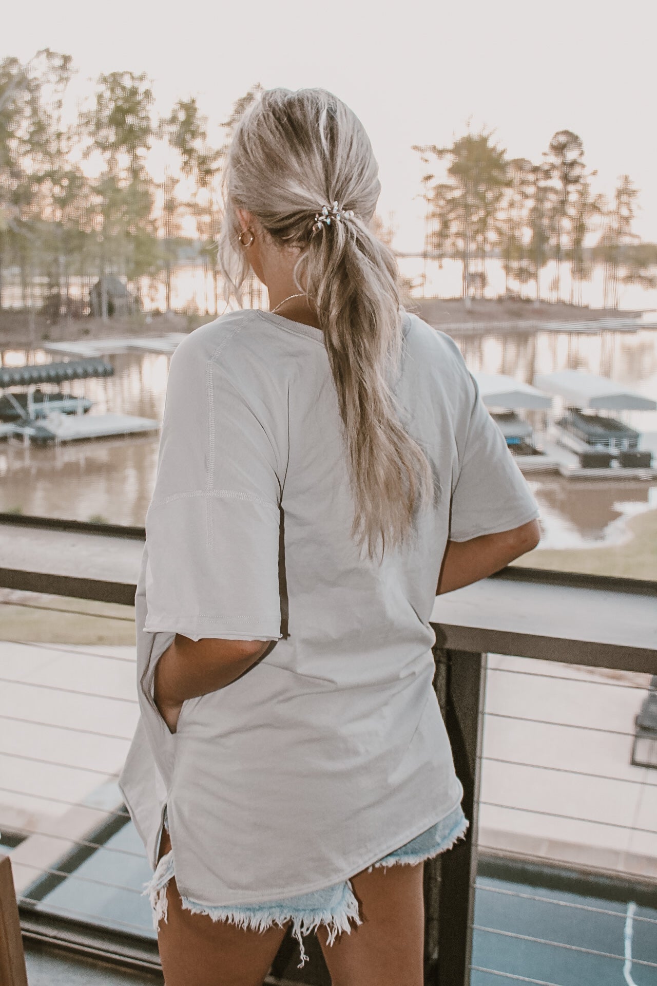 Oversized Dressy Tee in Stone